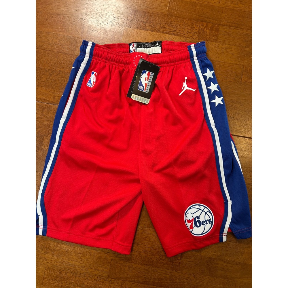 New Jordan Basketball Shorts Youth L Red Philadelphia 76ers NBA